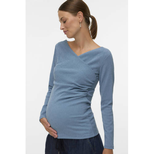 MAMALICIOUS zwangerschaps- en voedings overslagtop blauw Dames Polyester V-hals - maat S afbeelding