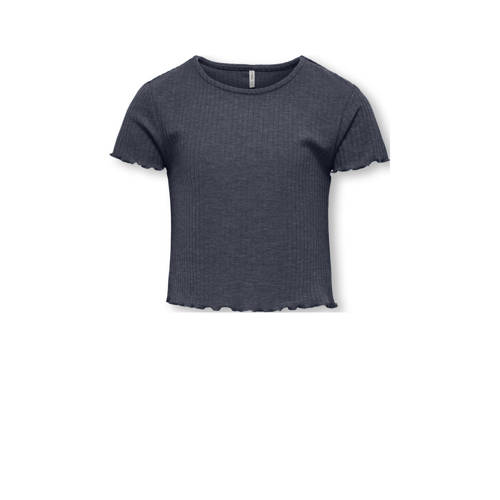 KIDS ONLY GIRL T-shirt rib gebreid grijsblauw Meisjes Polyester Ronde hals - maat 134/140 afbeelding