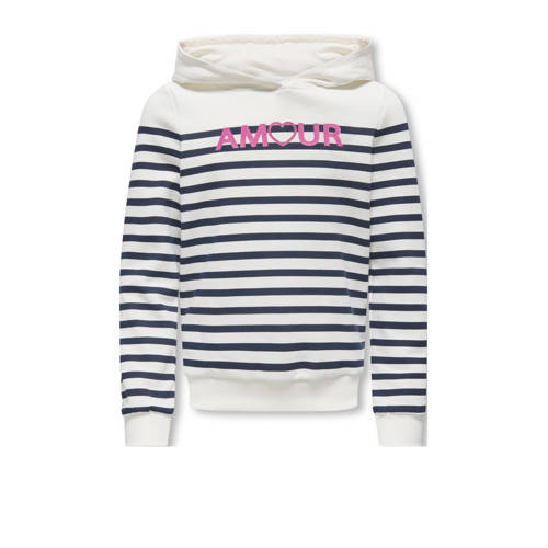 KIDS ONLY GIRL gestreepte hoodie donkerblauw Sweater Meisjes Katoen Capuchon - maat 134/140 afbeelding
