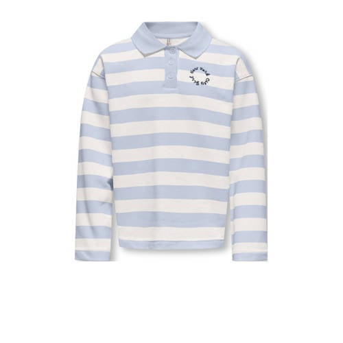 KIDS ONLY GIRL gestreepte polo lichtblauw Meisjes Katoen Polokraag Streep - maat 158/164 afbeelding