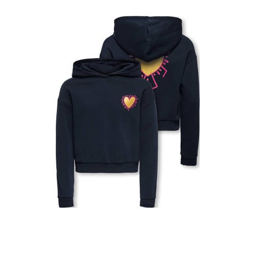 KIDS ONLY GIRL hoodie met backprint donkerblauw Sweater Meisjes Katoen Capuchon - maat 110/116 afbeelding