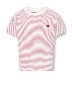 gestreepte T-shirt lichtroze