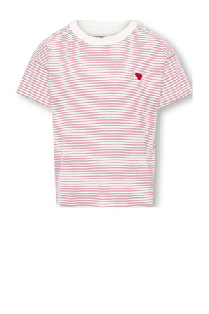 gestreepte T-shirt lichtroze