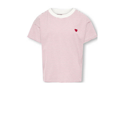 KIDS ONLY GIRL gestreepte T-shirt lichtroze Meisjes Katoen Ronde hals Streep - maat 122/128 afbeelding