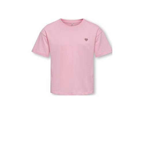 KIDS ONLY GIRL T-shirt roze Meisjes Katoen Ronde hals Effen - maat 110/116 afbeelding