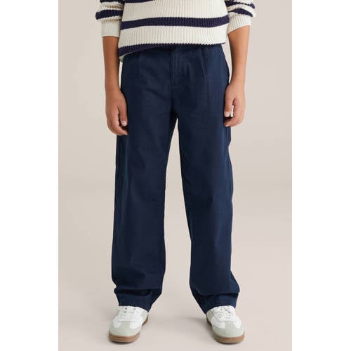 WE Fashion casual broek donkerblauw Meisjes Stretchkatoen Effen - maat 164 afbeelding
