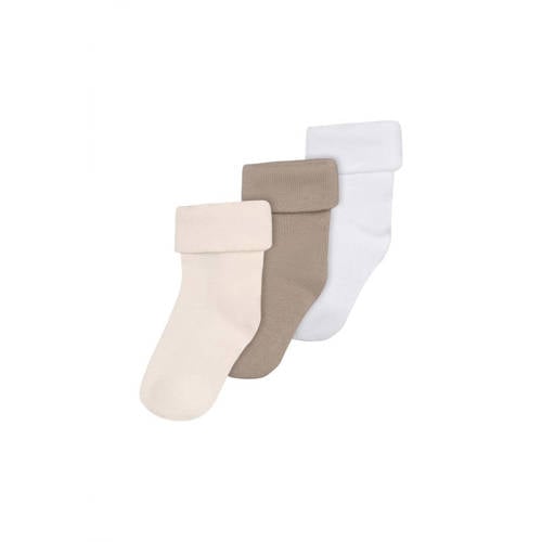 Noppies sokken - set van 3 beige/ecru/wit Jongens/Meisjes Katoen - maat 3-6 mnd afbeelding