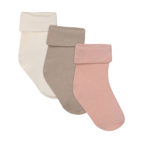 Noppies sokken - set van 3 lichtroze/beige/ecru Jongens/Meisjes Katoen - maat 0-3 mnd afbeelding