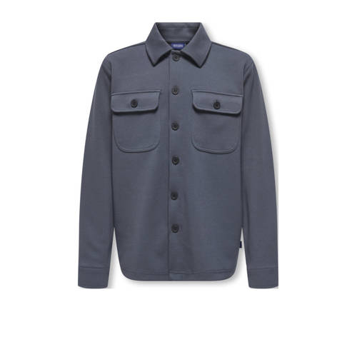 ONLY & SONS JUNIOR overshirt grijsblauw Overhemd Jongens Polyester Klassieke kraag - maat 158/164 afbeelding