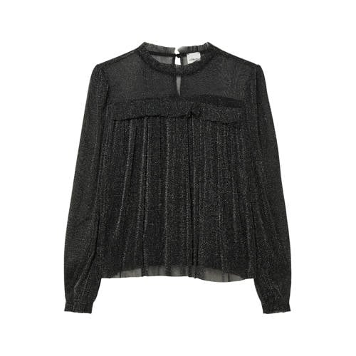 s.Oliver longsleeve zwart met glitter Meisjes Polyamide Opstaande kraag - maat 146/152 afbeelding