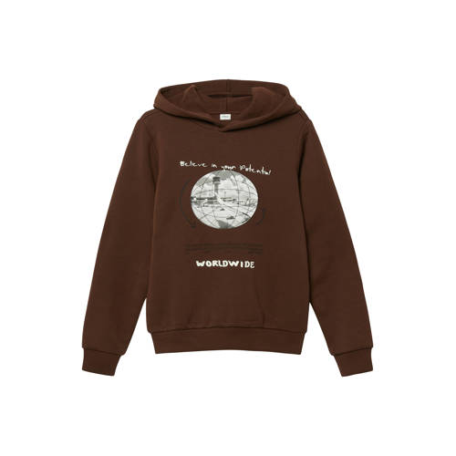s.Oliver hoodie donkerbruin Sweater Printopdruk - maat 158/164 afbeelding