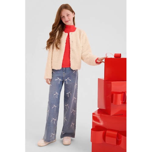 s.Oliver jasje voor binnen ecru met glitter Meisjes Polyester Ronde hals