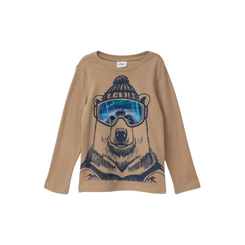 s.Oliver longsleeve bruin Jongens Katoen Ronde hals Printopdruk - maat 116/122 afbeelding