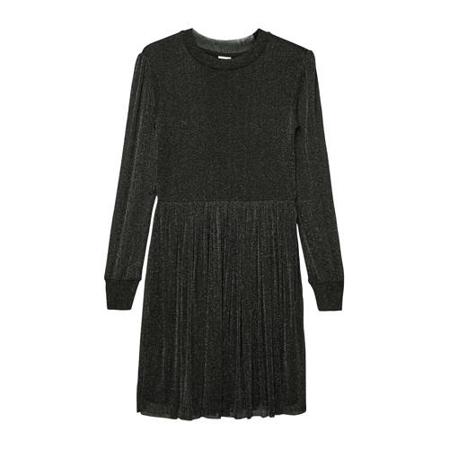 s.Oliver A-lijn jurk met glitter zwart Meisjes Polyamide Ronde hals Effen - maat 152 afbeelding