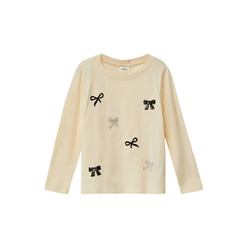 s.Oliver longsleeve ecru met pailletten Meisjes Katoen Ronde hals Printopdruk - maat 92/98 afbeelding