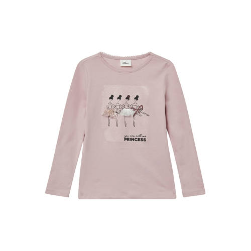 s.Oliver longsleeve roze Meisjes Katoen Ronde hals Printopdruk - maat 116/122 afbeelding