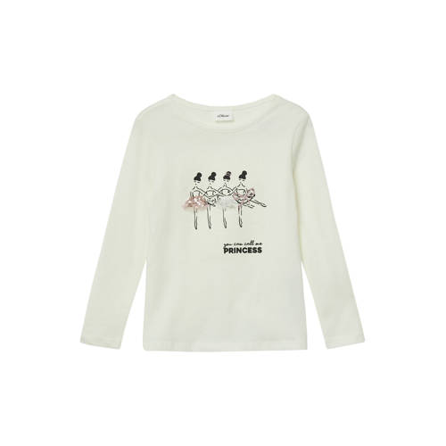 s.Oliver longsleeve wit Meisjes Katoen Ronde hals Printopdruk - maat 128/134 afbeelding