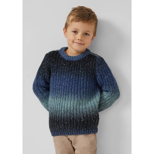 s.Oliver gebreide trui donkerblauw Jongens Polyester Ronde hals Meerkleurig