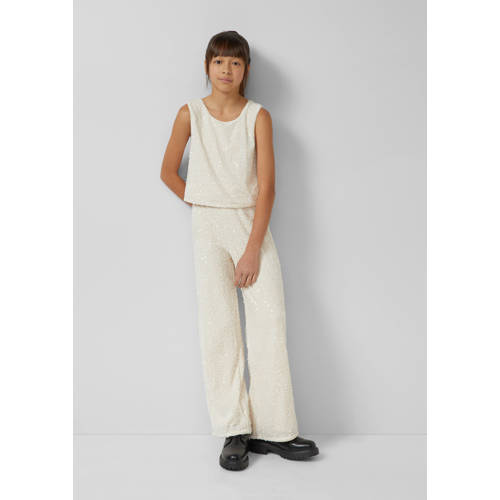 s.Oliver glitter top ecru met pailletten Meisjes Polyester Ronde hals Effen