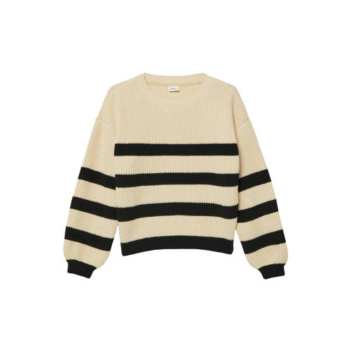 s.Oliver gestreepte trui ecru gebreid Meisjes Polyester Ronde hals Streep - maat 158/164 afbeelding