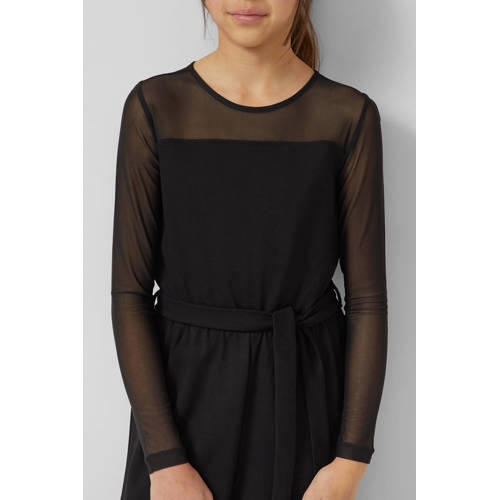 s.Oliver wide leg jumpsuit zwart Meisjes Viscose Ronde hals Effen