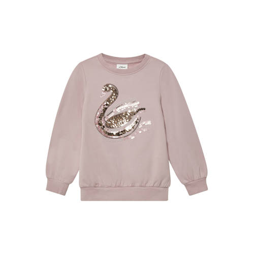s.Oliver sweater roze met pailletten Printopdruk - maat 104/110 afbeelding