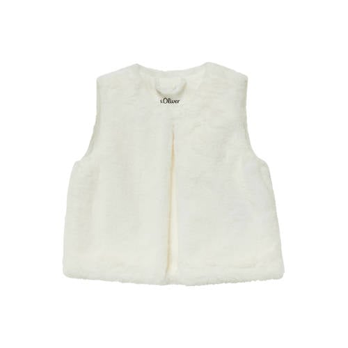 s.Oliver gilet wit Meisjes Imitatiebont Ronde hals Effen - maat 104 afbeelding
