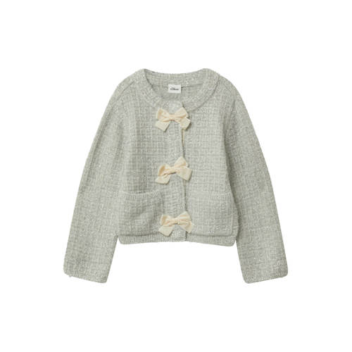 s.Oliver gebreid vest ecru met glitter Meisjes Polyester Ronde hals Effen - maat 140 afbeelding