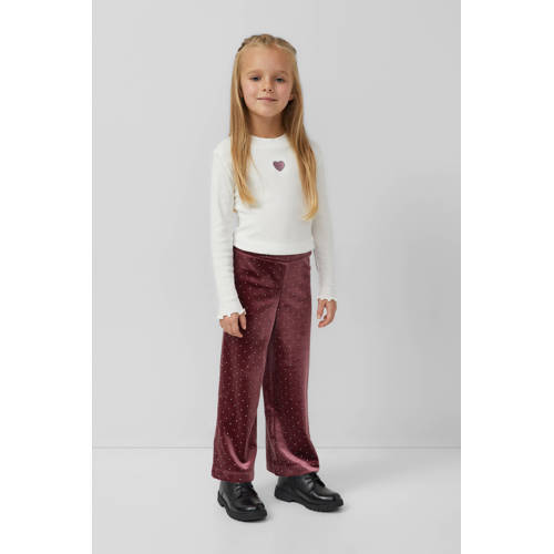 s.Oliver fluwelen casual broek paars Meisjes Fluweel Effen - maat 110 afbeelding