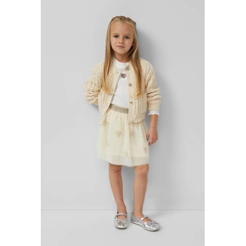 s.Oliver korte rok met pailletten ecru Meisjes Polyester All over print