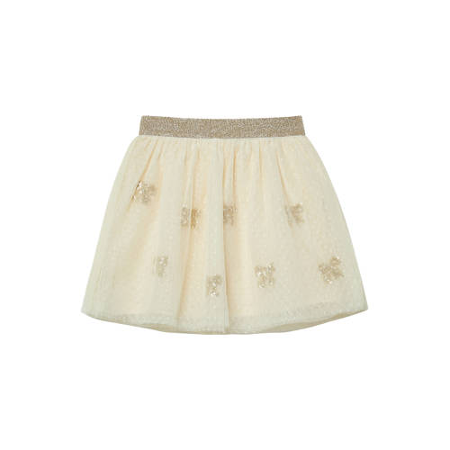 s.Oliver korte rok met pailletten ecru Meisjes Polyester All over print - maat 116 afbeelding