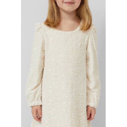 s.Oliver midi jurk met pailletten ecru Meisjes Polyester Ronde hals Effen