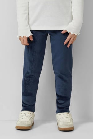 suede legging donkerblauw