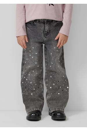 wide leg high waist wide leg jeans grey denim met pailletten