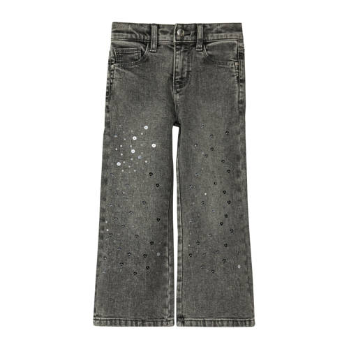 s.Oliver wide leg high waist wide leg jeans grey denim met pailletten Meisjes Katoen - maat 140 afbeelding
