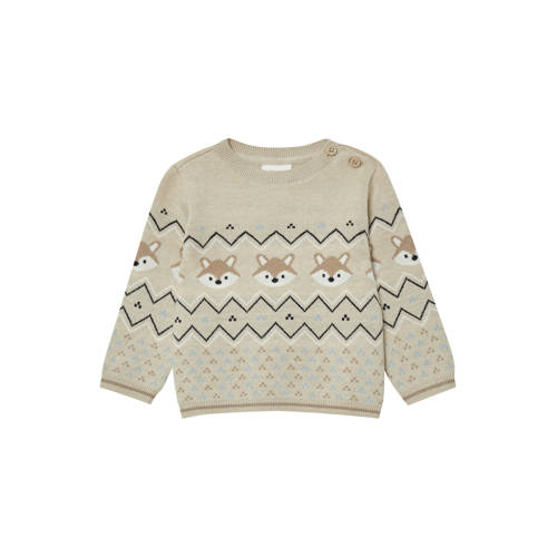 s.Oliver trui beige gebreid Jongens Viscose Ronde hals All over print