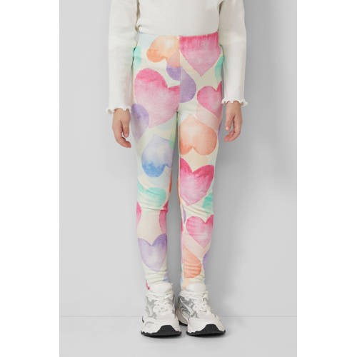 s.Oliver legging met hartjes ecru Meisjes Stretchkatoen Hartjes - maat 104 afbeelding
