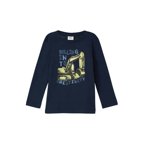 s.Oliver longsleeve marineblauw Jongens Katoen Ronde hals Printopdruk - maat 92/98 afbeelding