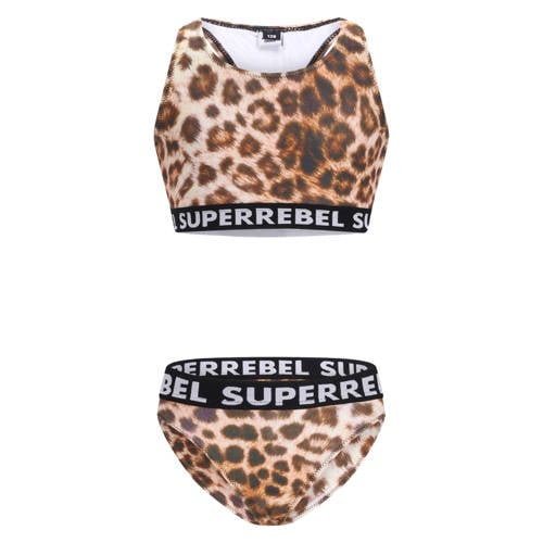 SuperRebel crop bikini Carmel bruin Meisjes Polyester Panterprint - maat 152 afbeelding
