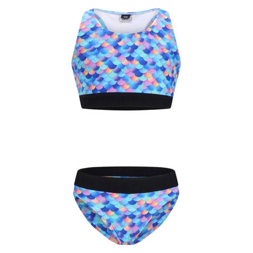 SuperRebel crop bikini Carmel lichtblauw Meisjes Polyester All over print - maat 128 afbeelding