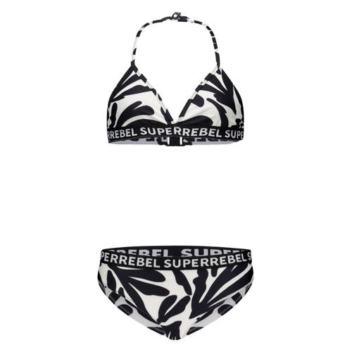 SuperRebel triangel bikini Isla wit/zwart Meisjes Polyester Zebraprint - maat 152 afbeelding