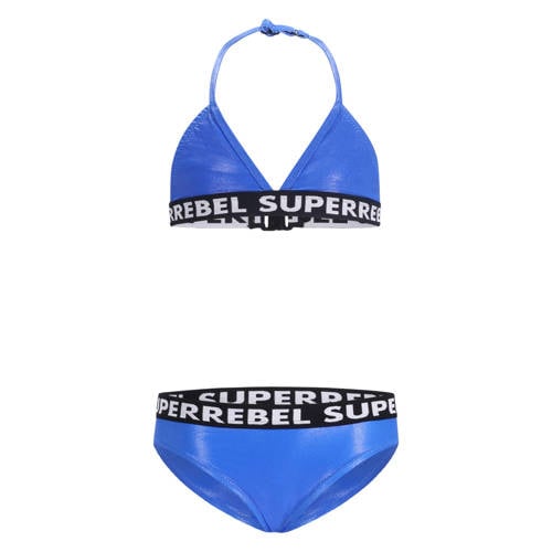 SuperRebel triangel bikini Isla blauw metallic Meisjes Polyester Effen - maat 176 afbeelding