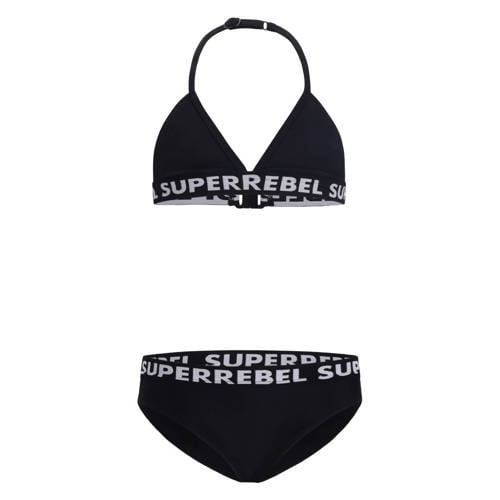 SuperRebel triangel bikini Isla zwart Meisjes Polyester Effen - maat 152 afbeelding