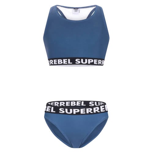 SuperRebel crop bikini Carmel donkerblauw Meisjes Polyester Effen - maat 128 afbeelding