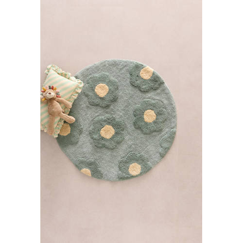 NOUS Kids kindervloerkleed Aurelle (Ø110 cm) Blauw Bloemen afbeelding