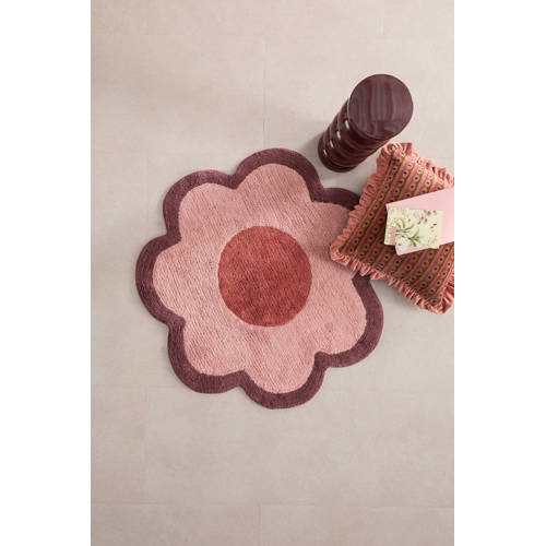NOUS Kids kindervloerkleed Amelie (Ø110 cm) Roze Bloemen afbeelding
