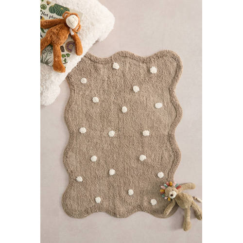 NOUS Kids kindervloerkleed Avery (120x90 cm) Bruin Stip afbeelding