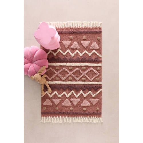 NOUS Kids kindervloerkleed Aztec (130x90 cm) Rood Grafisch afbeelding