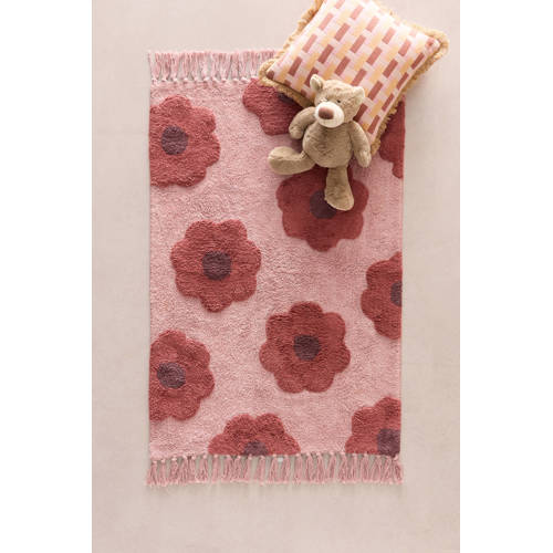 NOUS Kids kindervloerkleed Amelie (130x90 cm) Roze Bloemen afbeelding