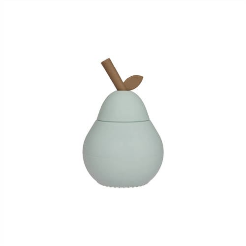 OYOY Mini drinkbeker met rietje peer (120 ml) Blauw afbeelding